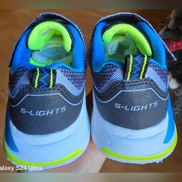 Skechers S-Lights Tri-Namics Toddler Kids Adjustable Strap/Bungee Lace, Sz 12 - Picture 5 of 8